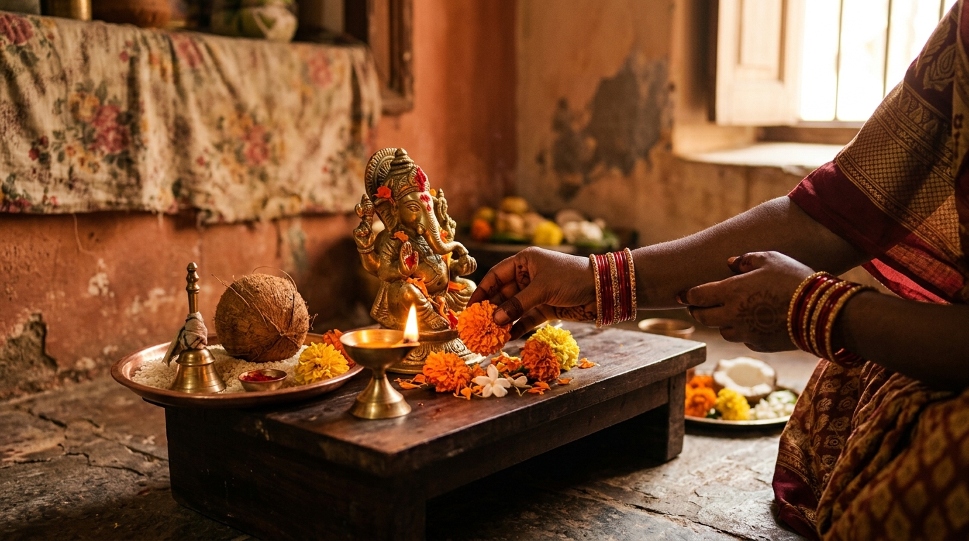 Small pre-renovation puja for auspicious Vastu-aligned home changes