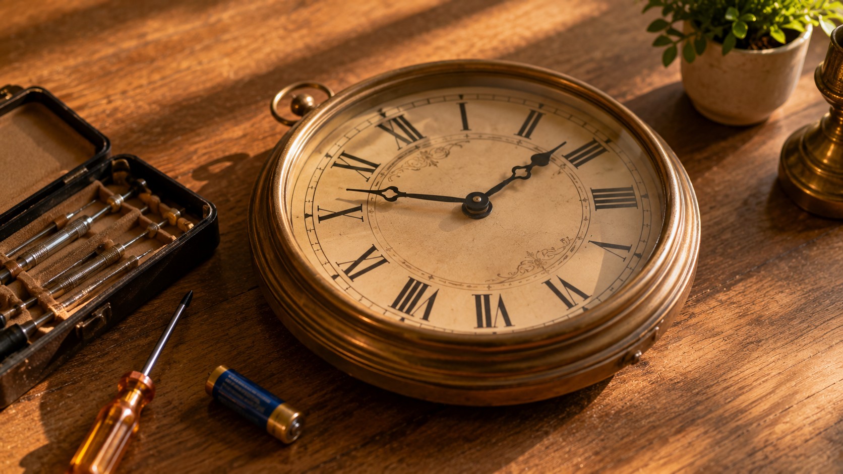 Broken clock being repaired showing real Vastu principle