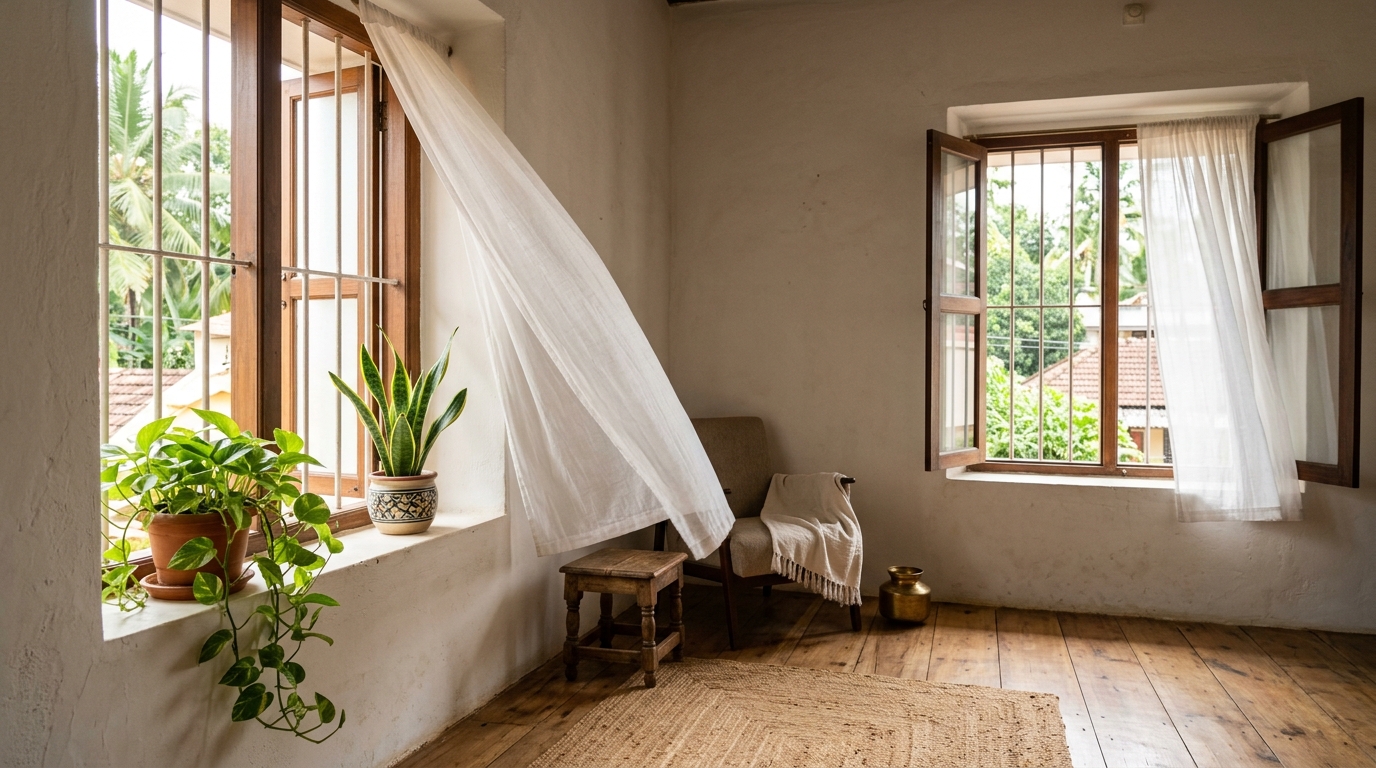 Cross-ventilation and living plants aligning Vastu with green design
