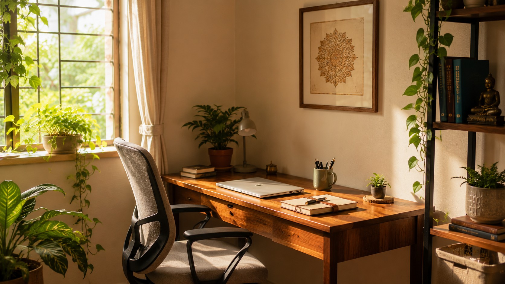 Small home office in a North-East corner as per Vastu for focus