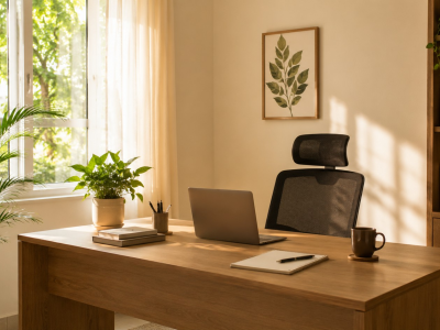 Vastu home office with desk facing the right direction for career growth