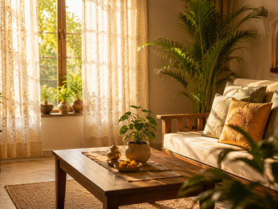 Peaceful Vastu living room showing a harmonious home free of conflict