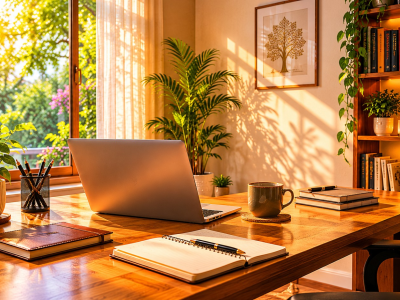 Bright Vastu home office workspace setup for productivity working from home