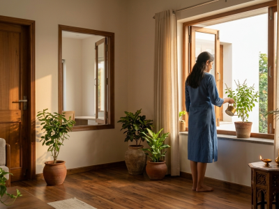 Modern Indian home blending Vastu wisdom with sustainable living practices
